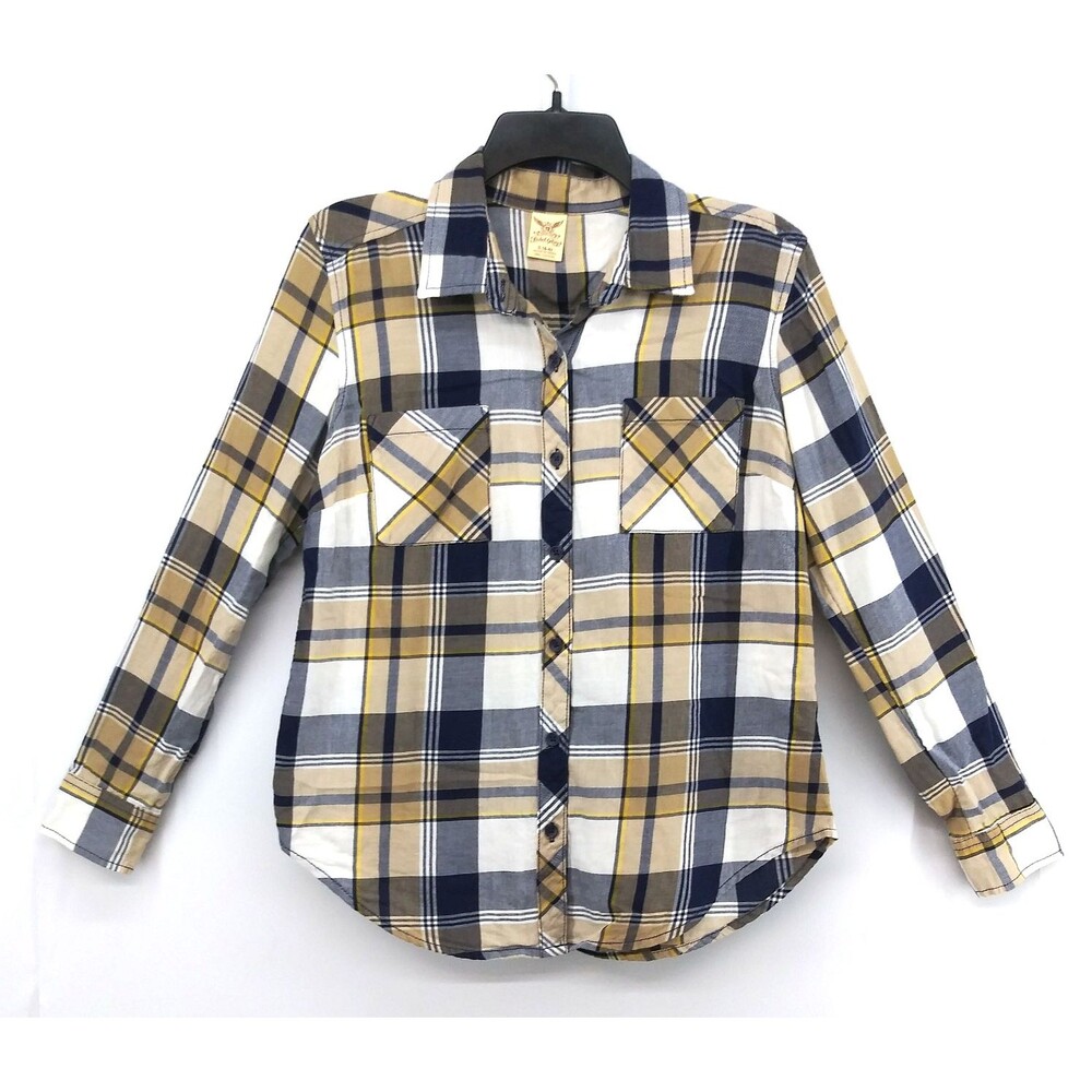 Faded Glory Shirt Women Size Small Multicolor Plaid Lightweight Button Up Top